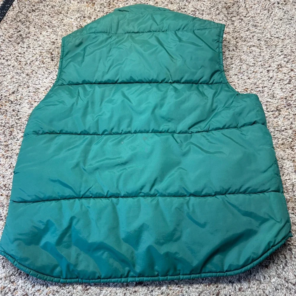 Vintage JCPenney Mens Green Puffer Vest Quilted Snap Front Large